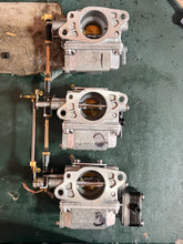 Load image into Gallery viewer, 40 hp Nissan Tohatsu CARBURETOR SET upper 3C8032002 3C8032001 center 3C8032070 3C8032072 bottom 3C8032100 3C8032102 Two Stroke 2002
