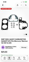 Load image into Gallery viewer, 225 200 hp Mercury CARBURETOR SET WMH-47 3311-818639A12 818639A13 818639A14 two stroke 3.0 liter CLEAN - NEED NEW BOWL GASKETS
