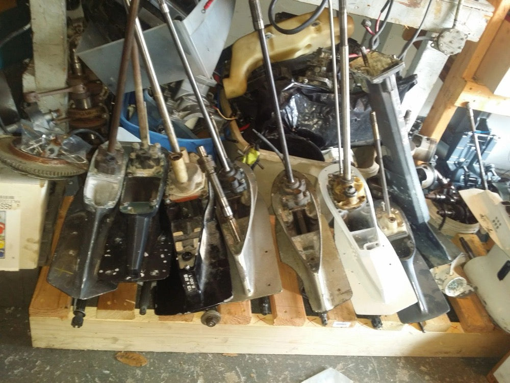 Row of lower units on a pallet